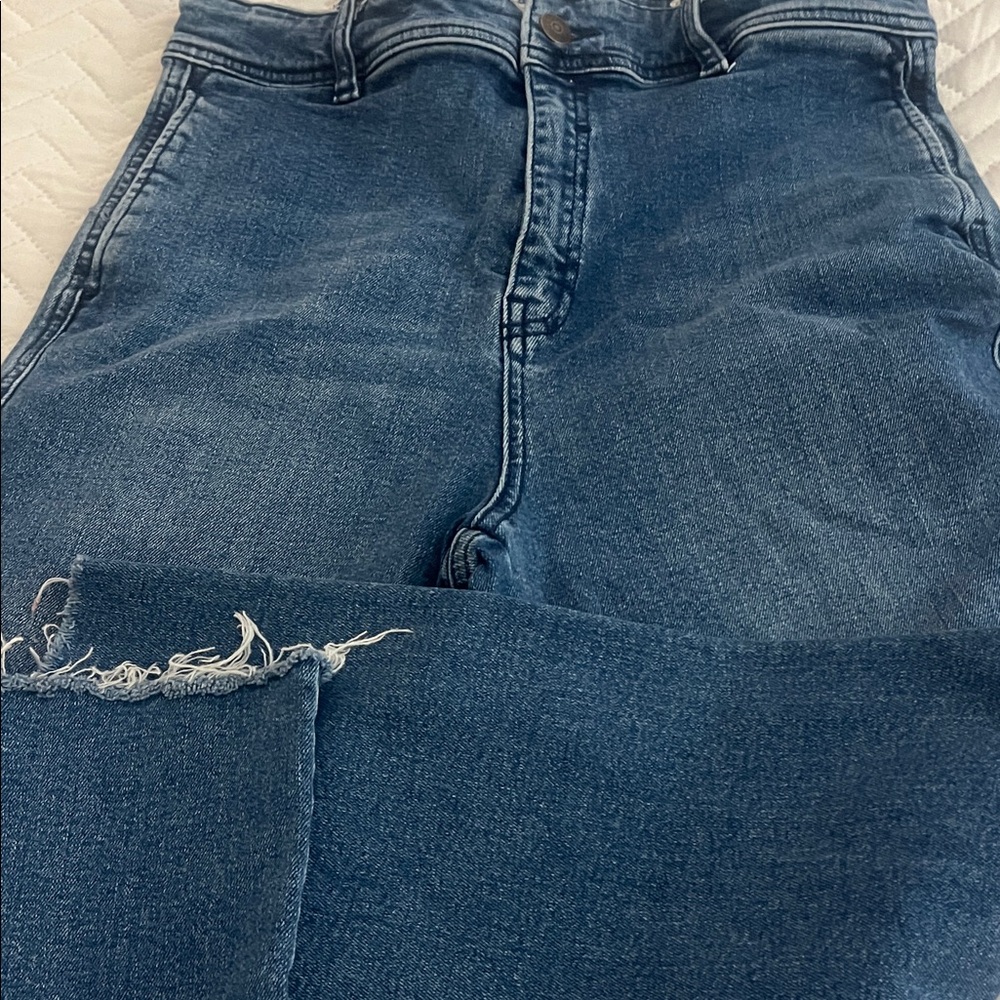 Free People High Rise Crop Wide Leg  Blue Jeans size 4